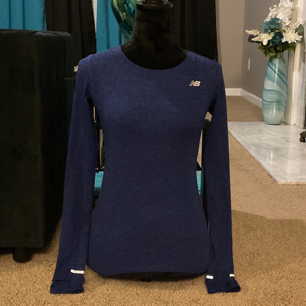 New Balance Women's Long Sleeve Athletic Crew Top in Dark Blue